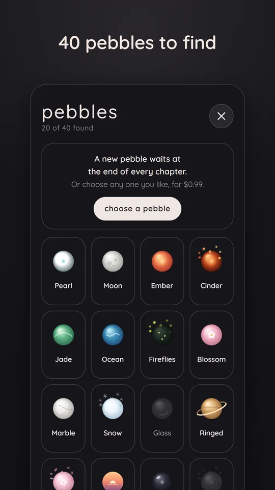 The pebble collection, some of the forty found